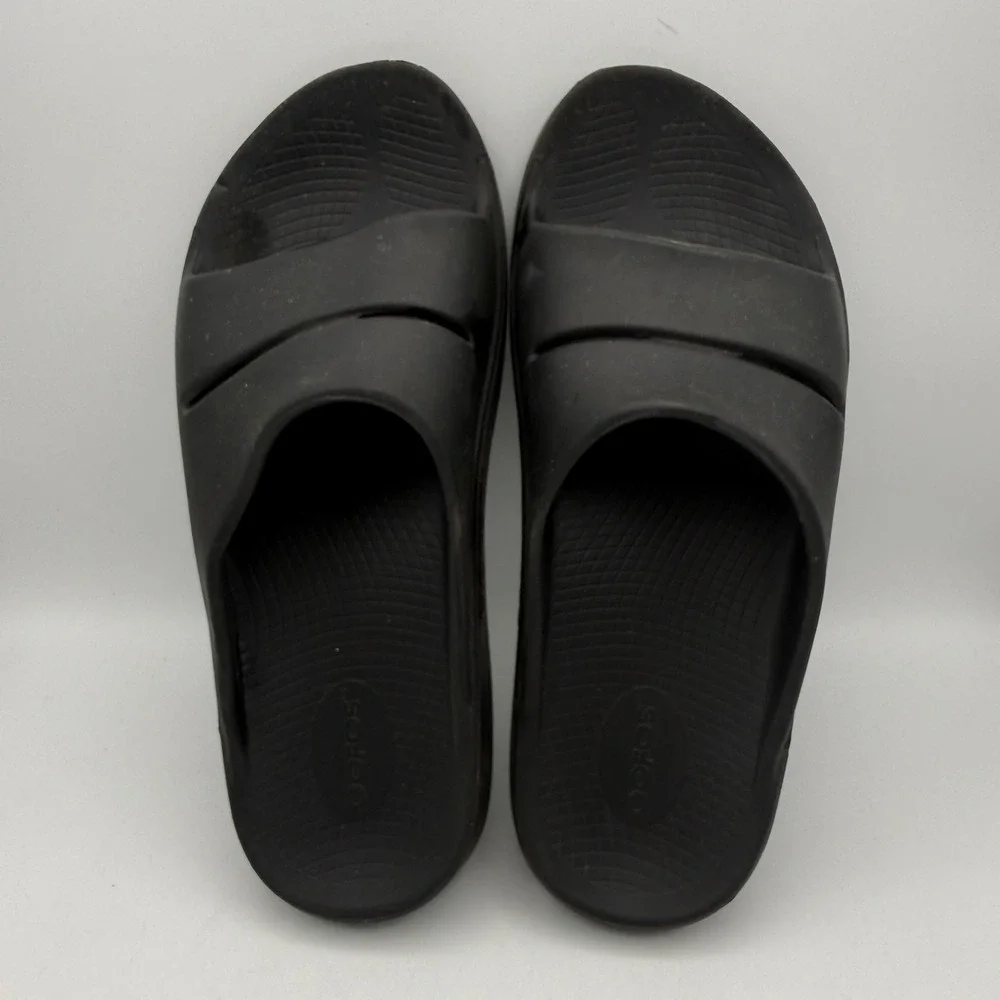 Oofos Ooahh Recovery Slides Mens 10 Womens 12 Black Athletic Sandals Comfort‎